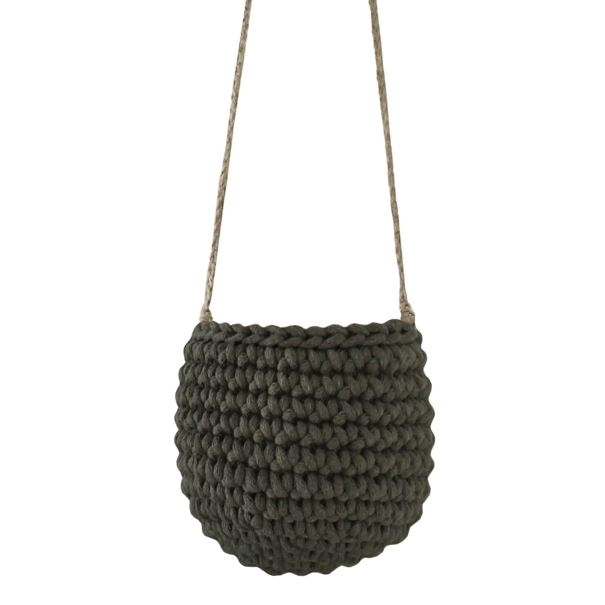 Crochet Hanging Basket, Small | OLIVE GREEN