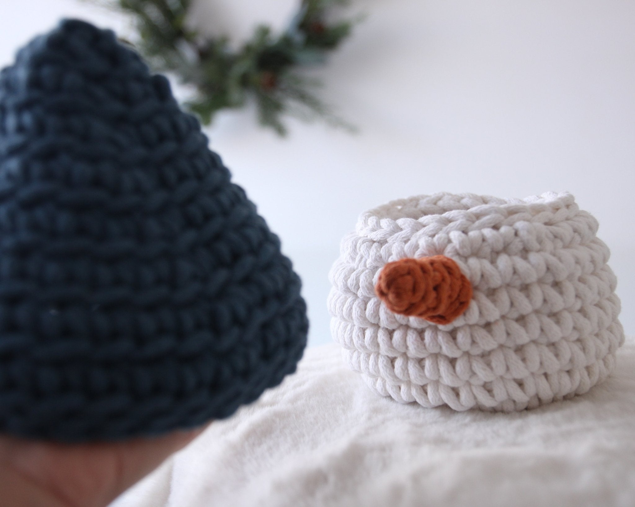 Crochet Snowman Basket