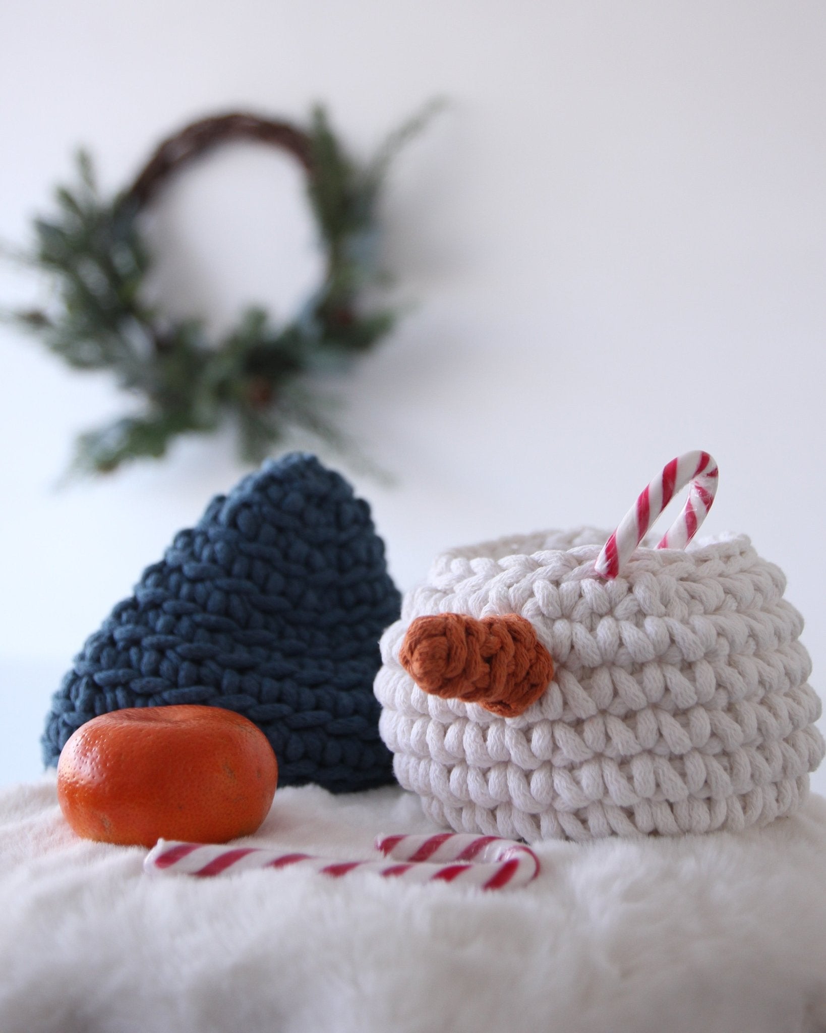 Crochet Snowman Basket